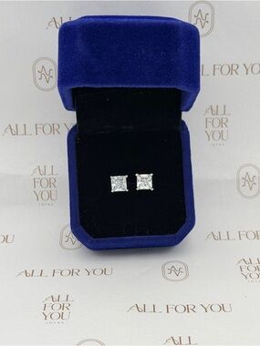 925 Sterling Silver 5mm Princess-Cut CZ Solitaire Studs